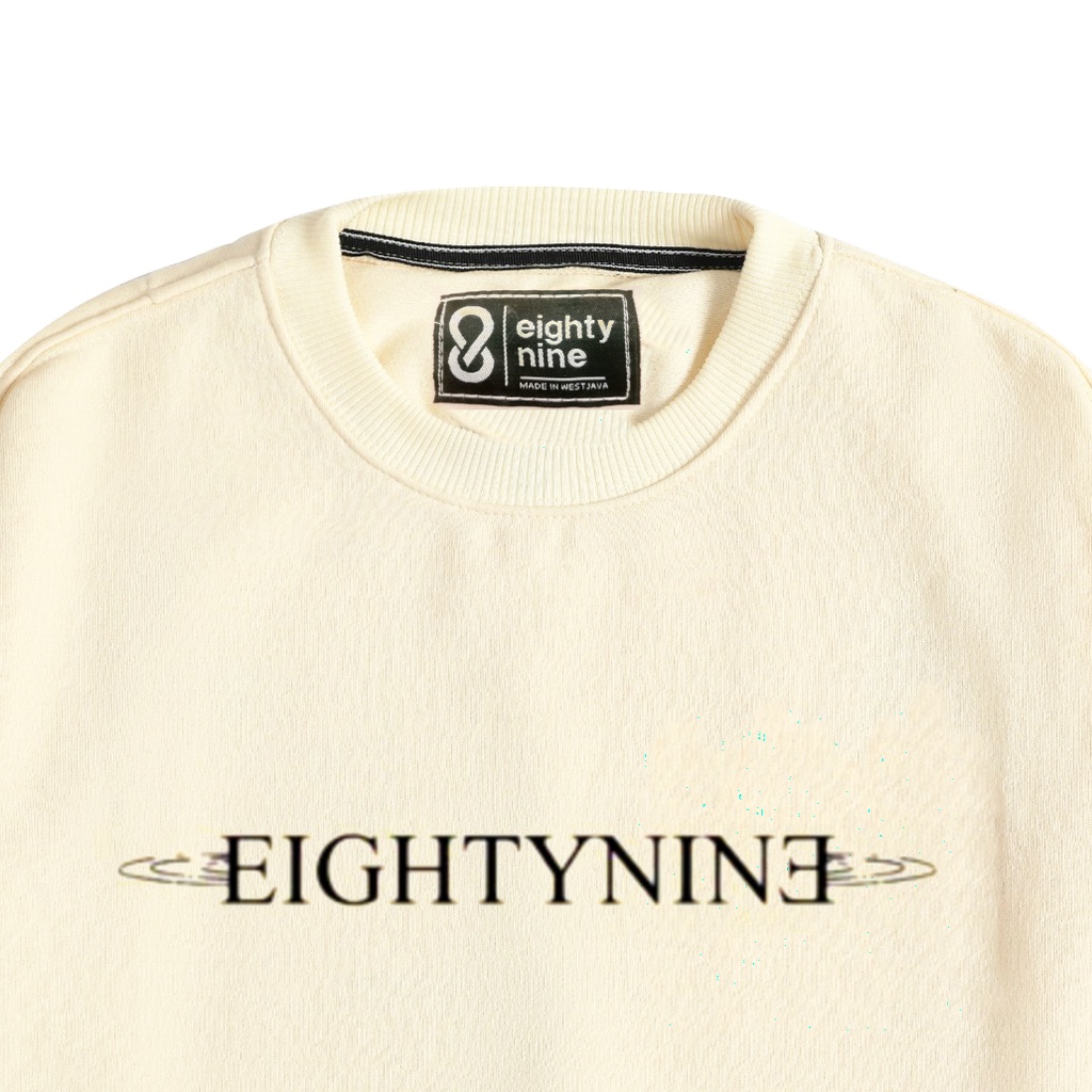 SWEATER CREWNECK MOTIF PREMIUM / CREWNECK PRIA PREMIUM CREAM EIGHTYNINE SWEATSHIRT WANITA