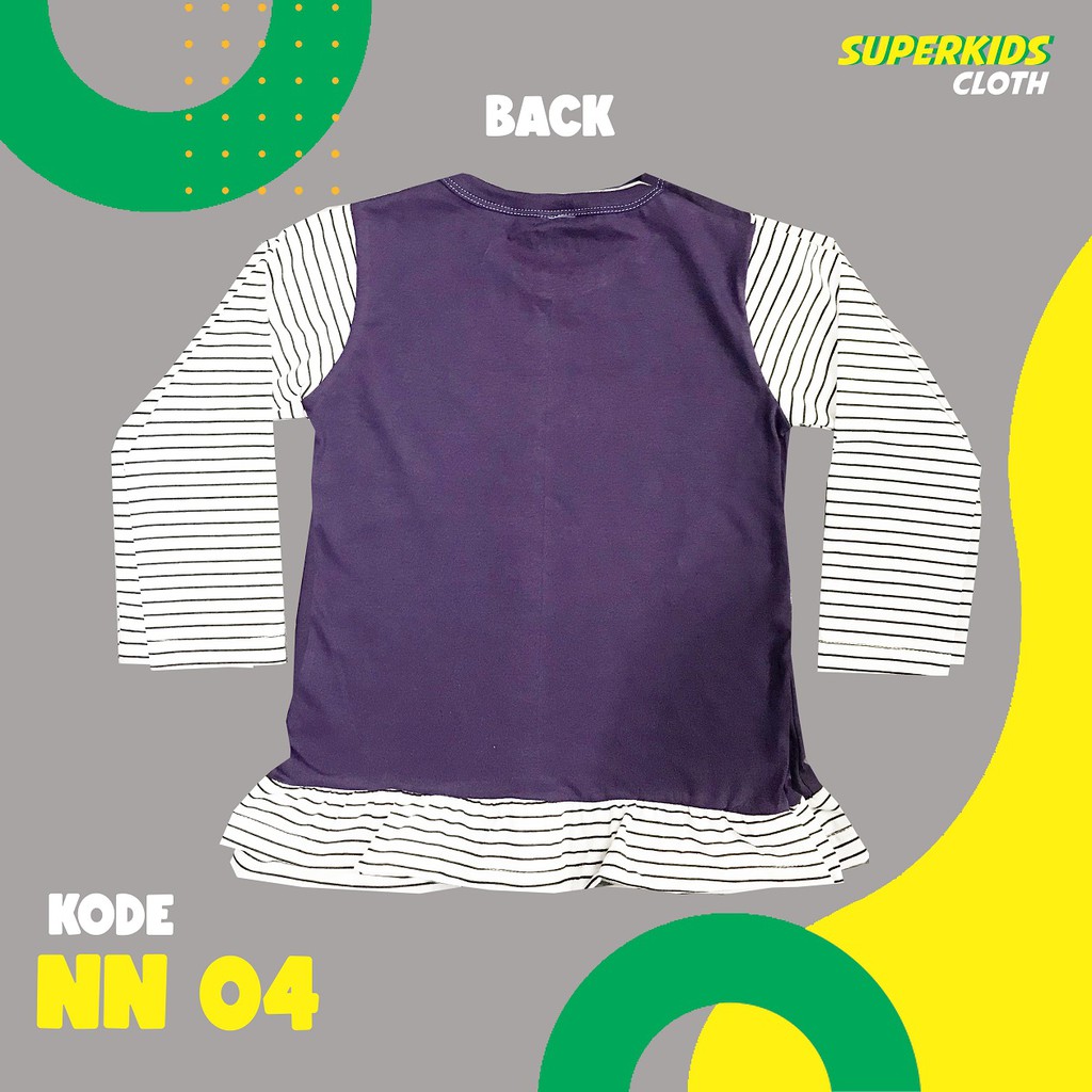 BAJU ANAK PEREMPUAN / KAOS ANAK PEREMPUAN / PAKAIAN ANAK CEWEK KAOS ANAK CEWEK LENGAN PANJANG STRIPE WASH HAND (NEW NORMAL EDITION) SUPERKIDS CLOTH 1 - 11 TAHUN