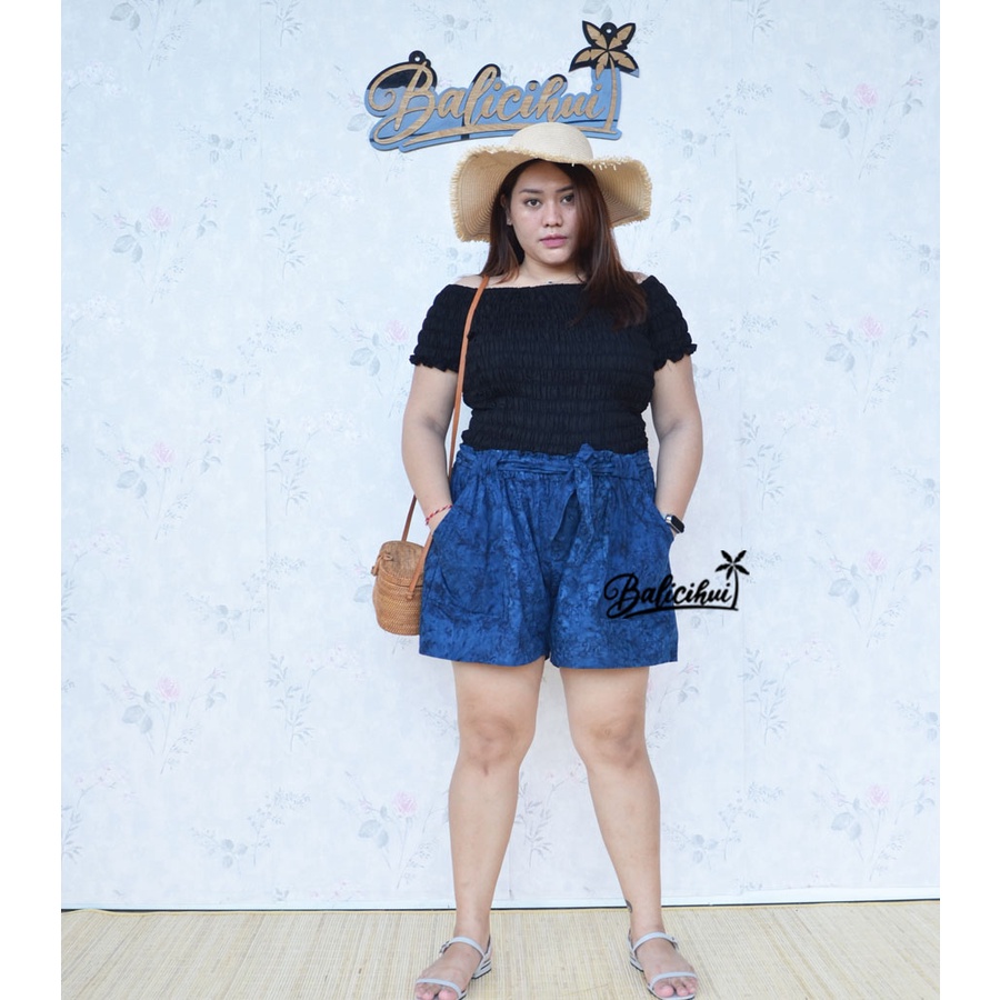 Balicihui Celana Pendek Katun Jumbo Celana Pendek Wanita Kasual Big Size Plus Size Celana Santai