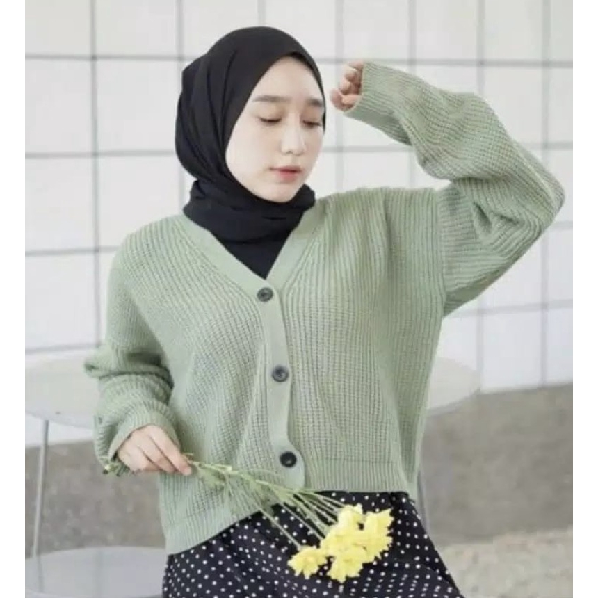 [COD] CARDIGAN CROP 7GET RAJUT TEBAL LENGAN PANJANG Eireen  Premium Nacara Outer Kardigan Malika