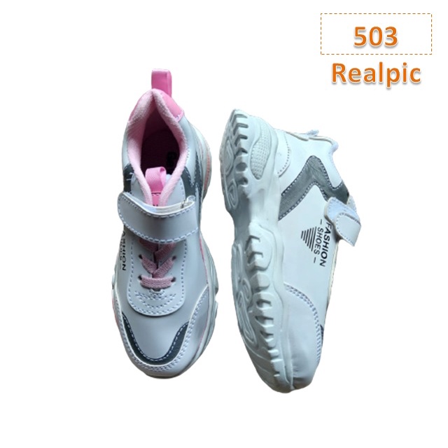 Sepatu Sneaker Anak Fashion Cewek Cowok Pink Putih (503)