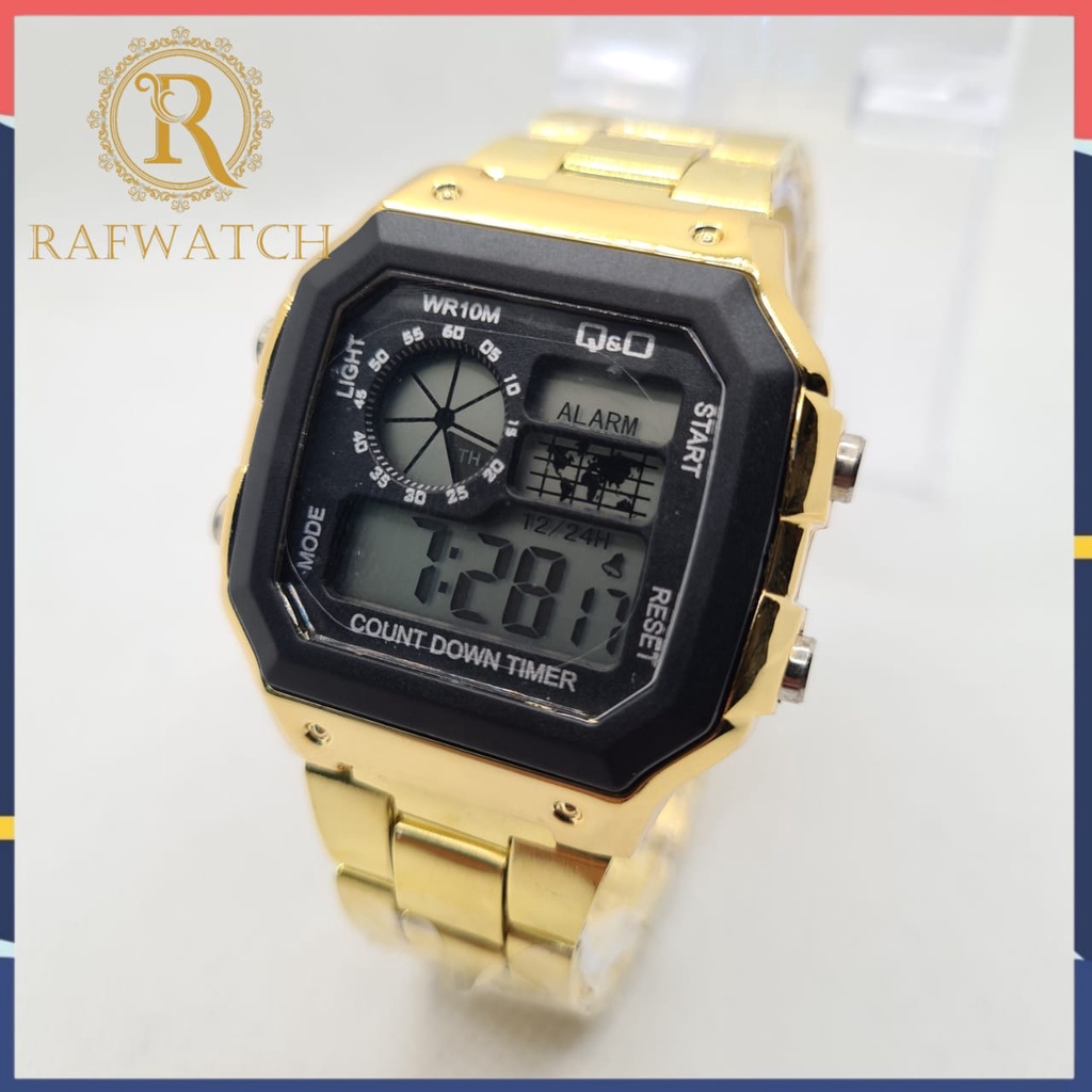 JAM TANGAN DIGITAL RANTAI QQ CASUAL AE PETA STAINLESS SPORT