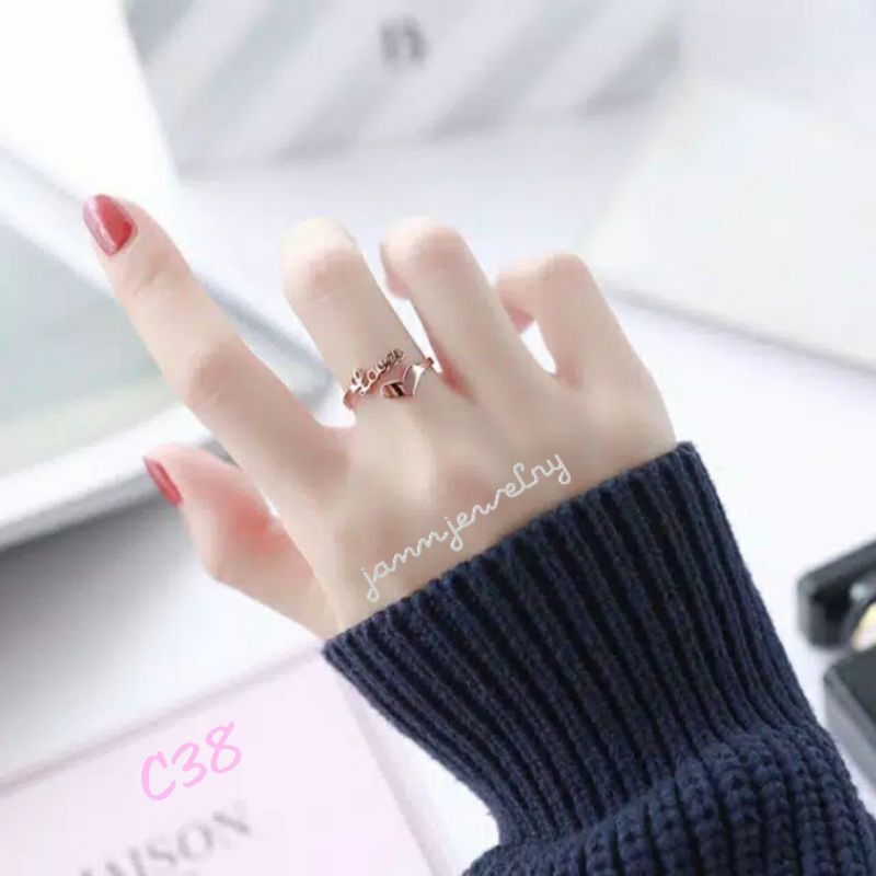 Cincin LOVE titanium asli anti karat size 567