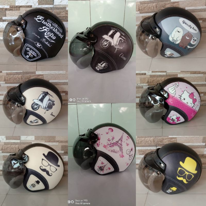 HELM BOGO MOTIF DEWASA,HELM BOGO MOTIF PRINTING,HELM BOGO KARAKTER,HELM DEWASA,HELM BOGO KULIT,HELM 