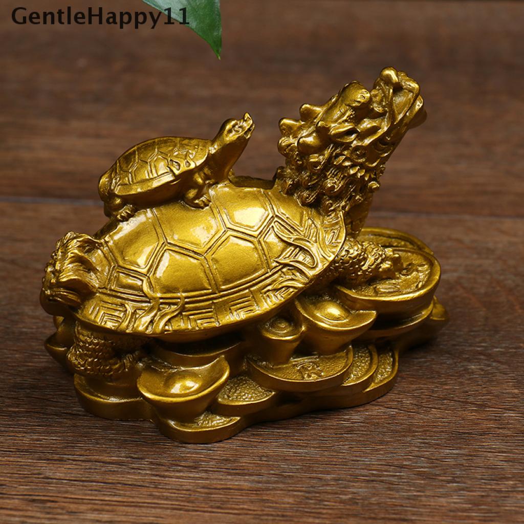 Gentlehappy 1Pc Patung Emas Feng Shui Naga Kura Kura Kura Patung Koin Uang Kekayaan Keberuntungan