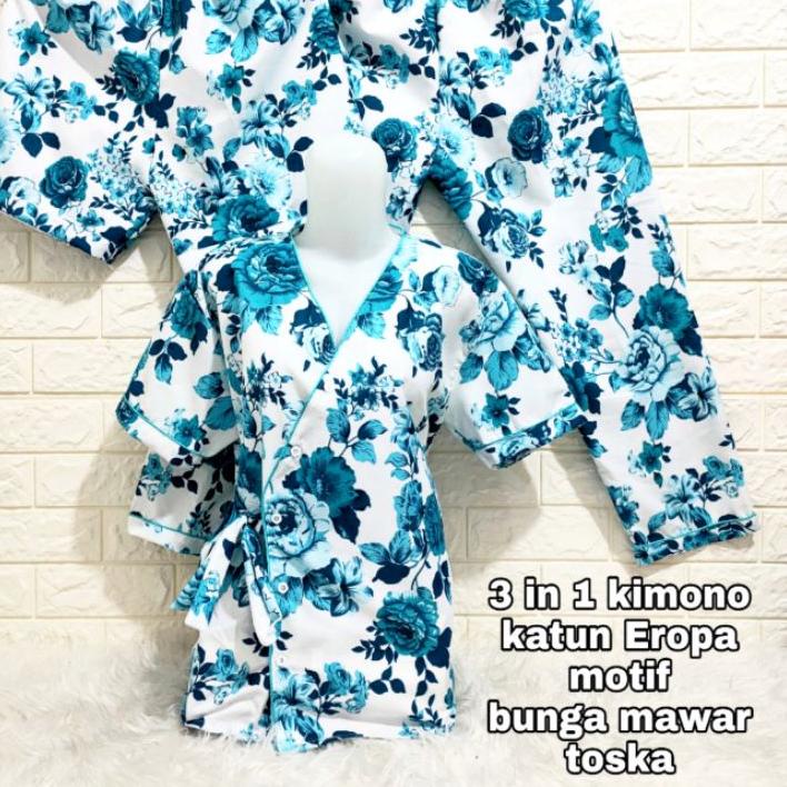 New Piyama Kimono 3in1 dewasa motif Bunga