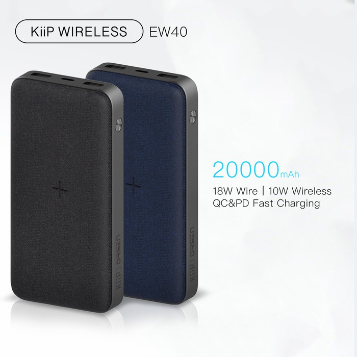 KiiP Wireless Power Bank 10W Fast Charging PD&amp;QC 3.0 18W 20.000mAh