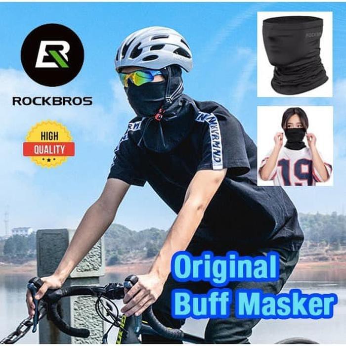 rockbros original masker buff bandana sepeda motor berkualitas - hitam