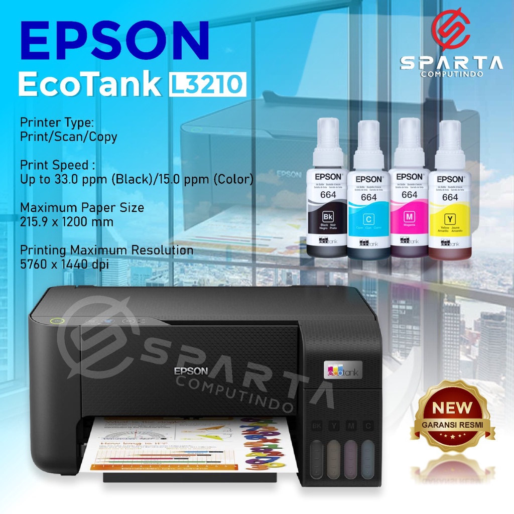 Printer Epson EcoTank L3210 A4 All-in-One Multifungsi [Print - Scan - Copy]