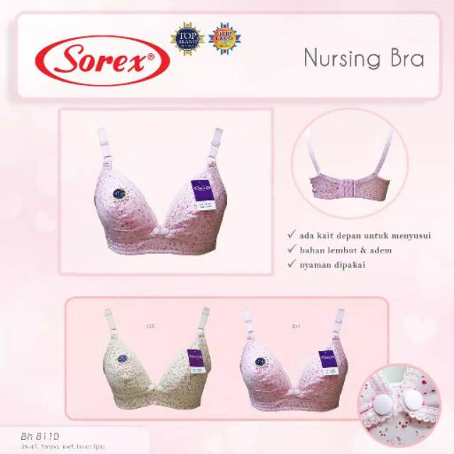 Sorex Bh/bra Menyusui Busa Tipis Motif Bunga Cantik 8110 Kait 3