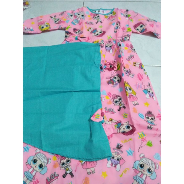 gamis anak perempuan set hijab/gamis anak karakter