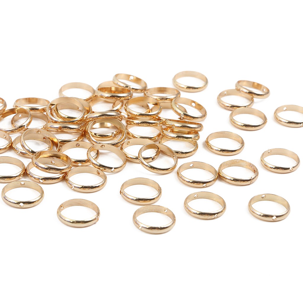 10pcs Manik-Manik Spacer Lubang Ganda Ukuran 6/8/10/12mm Untuk Membuat Perhiasan Gelang Diy