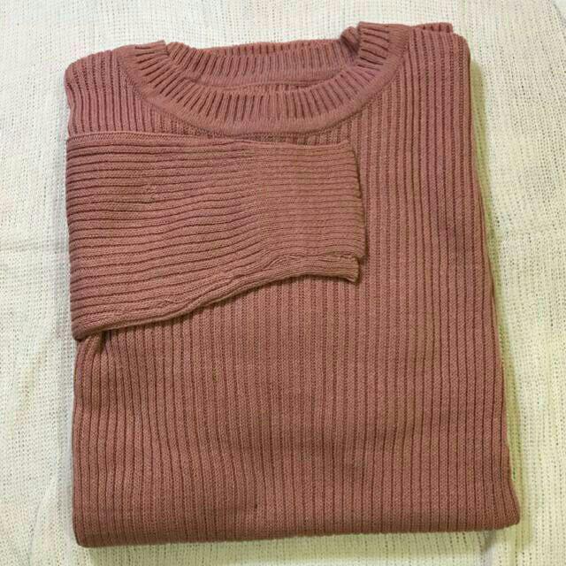 Premium Boxy Jumbo Tebal XL - XXL| Sweater Rajut Korea-Pink dusty