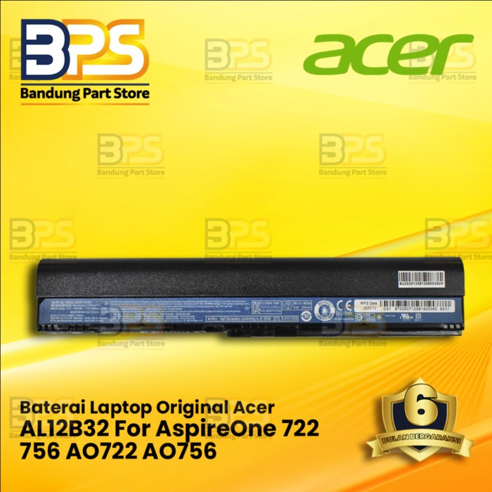 Baterai Original Acer AL12B32 For Laptop AspireOne 722 756 AO722 AO756