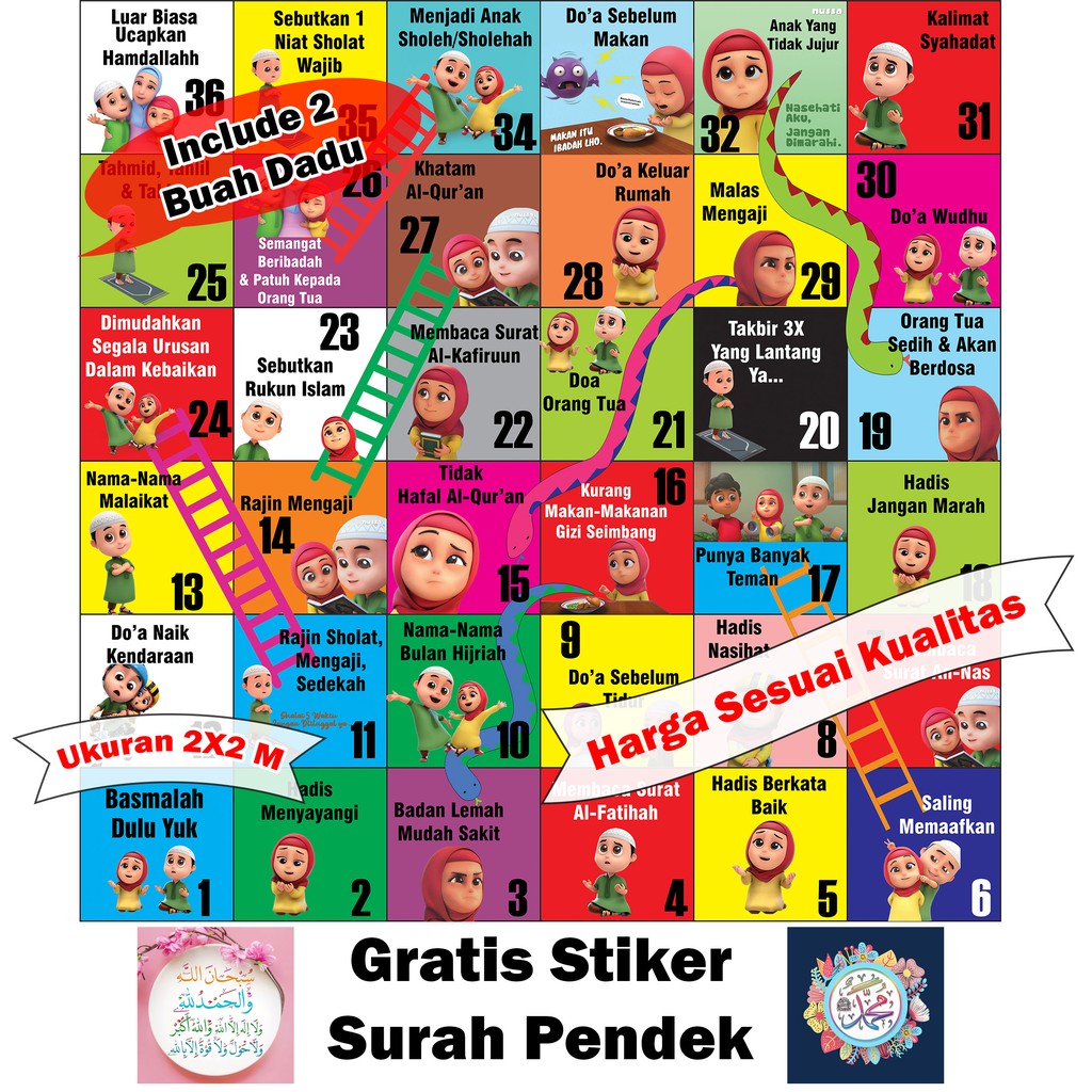 Mainan Edukasi Ular Tangga Nusa dan Rara 2x2M