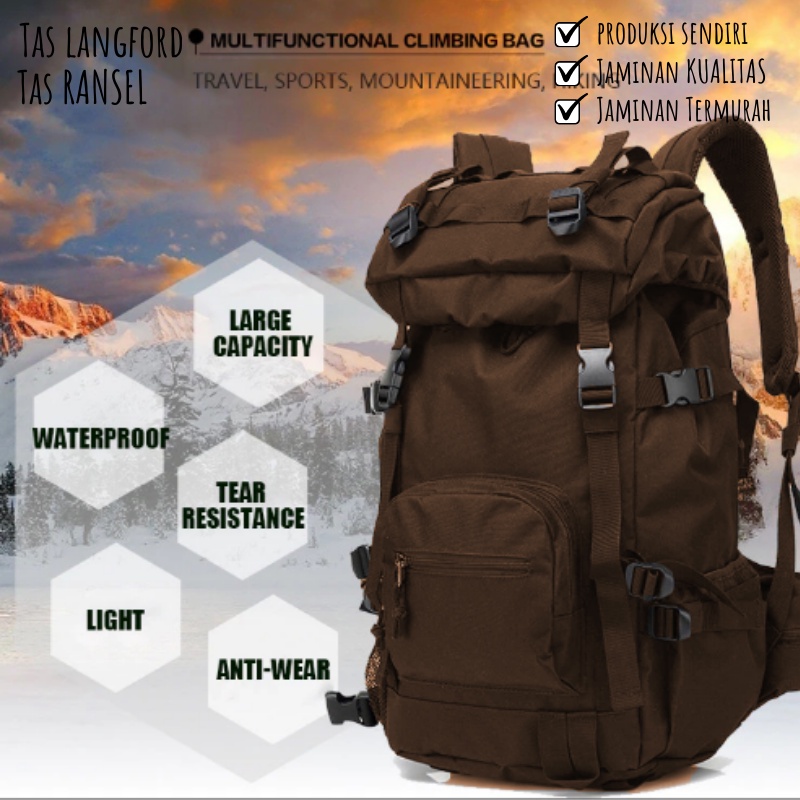 Tas Ransel Gunung Militer Army Jumbo Big Size Camping Mudik Backpack Punggung Bahu Model Import Korea Original Terbaru Murah Bagus Besar Kekinian