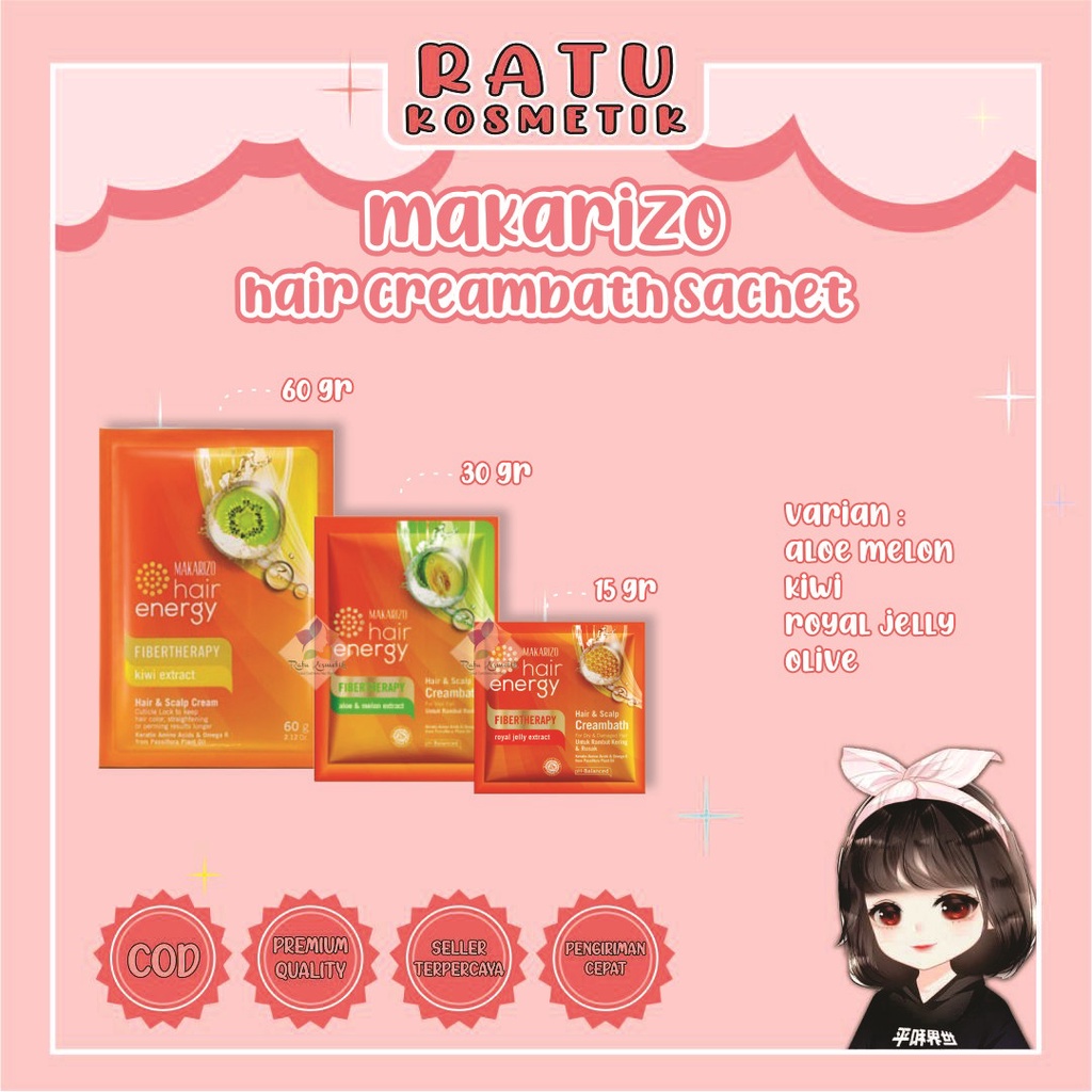 ❤ RATU ❤ Makarizo Hair Energy Fibertherapy Hair &amp; Scalp Creambath Sachet 15 30 60 mL | Fibertherapy (✔️BPOM)