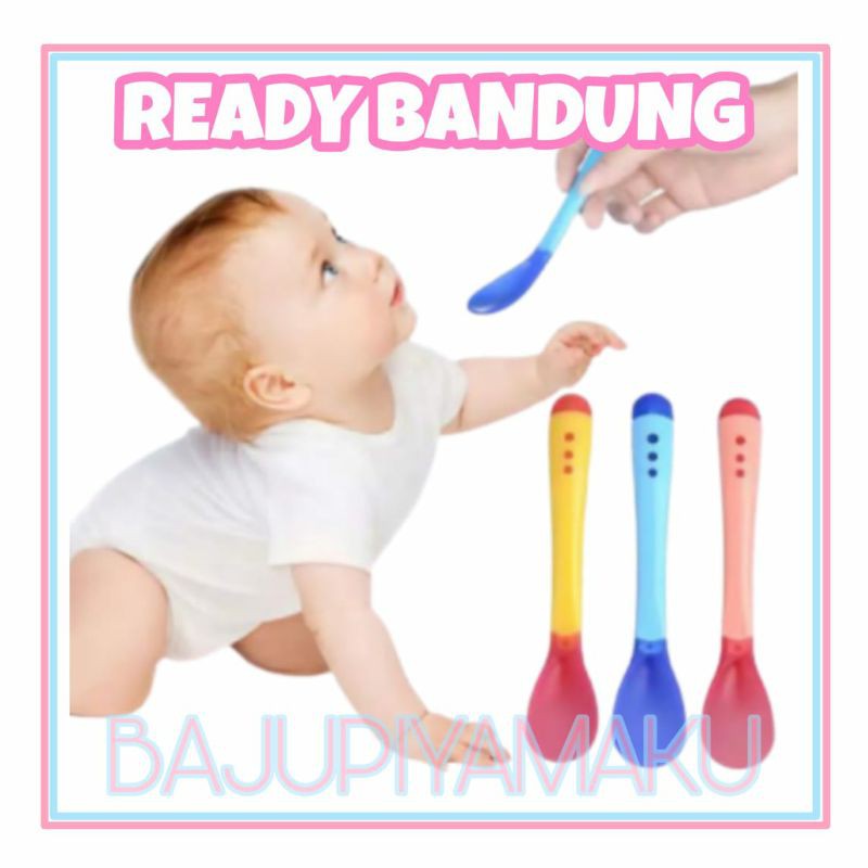 SENDOK MAKAN BAYI / SENDOK MAKAN ANAK SENSOR PANAS / HEAT INDICATOR SPOON / SENDOK SILIKON MPASI