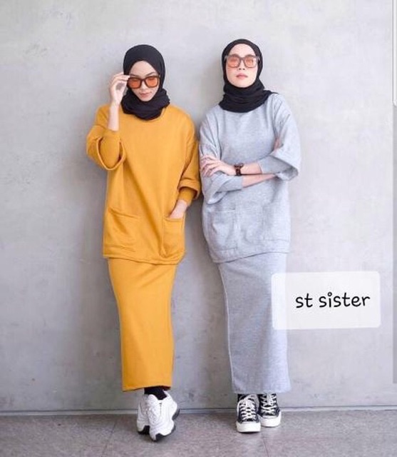 Restock JC- St Sister  / Stelan wanita muslimah / Set wanita hijab kekinianl