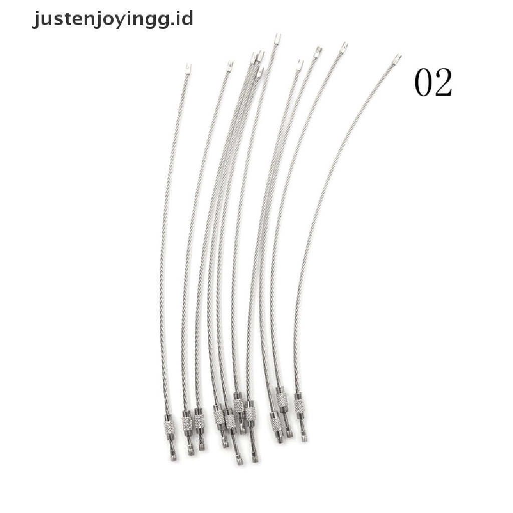 10pcs Gantungan Kunci Kabel Kawat Bahan Stainless Steel Ukuran 10 / 15 / 20cm Untuk Alat Hiking