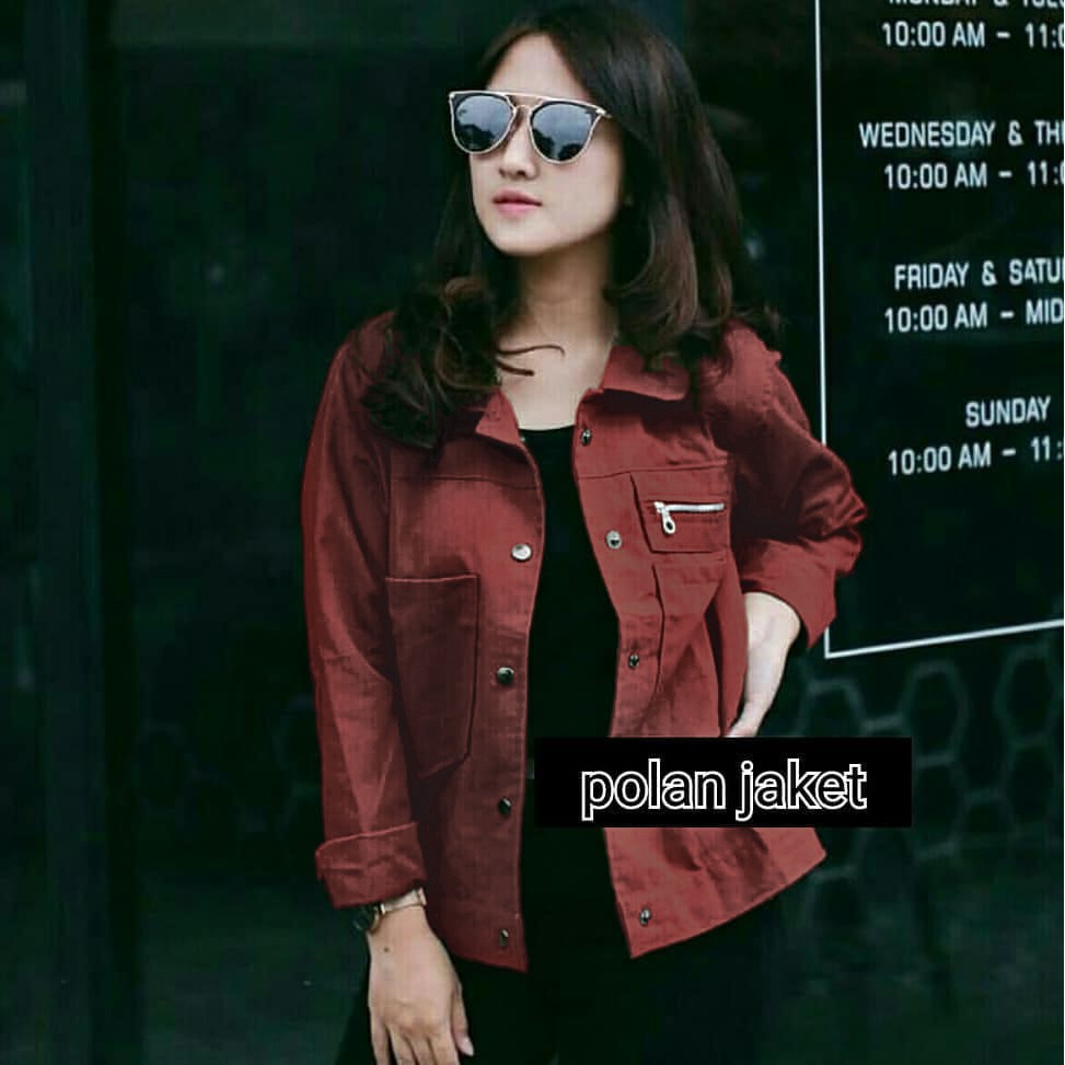 JAKET POLAN - Polan Jaket Fashion Korean Jaket Modis Wanita - Zippy Pocket - Pocket Zippy