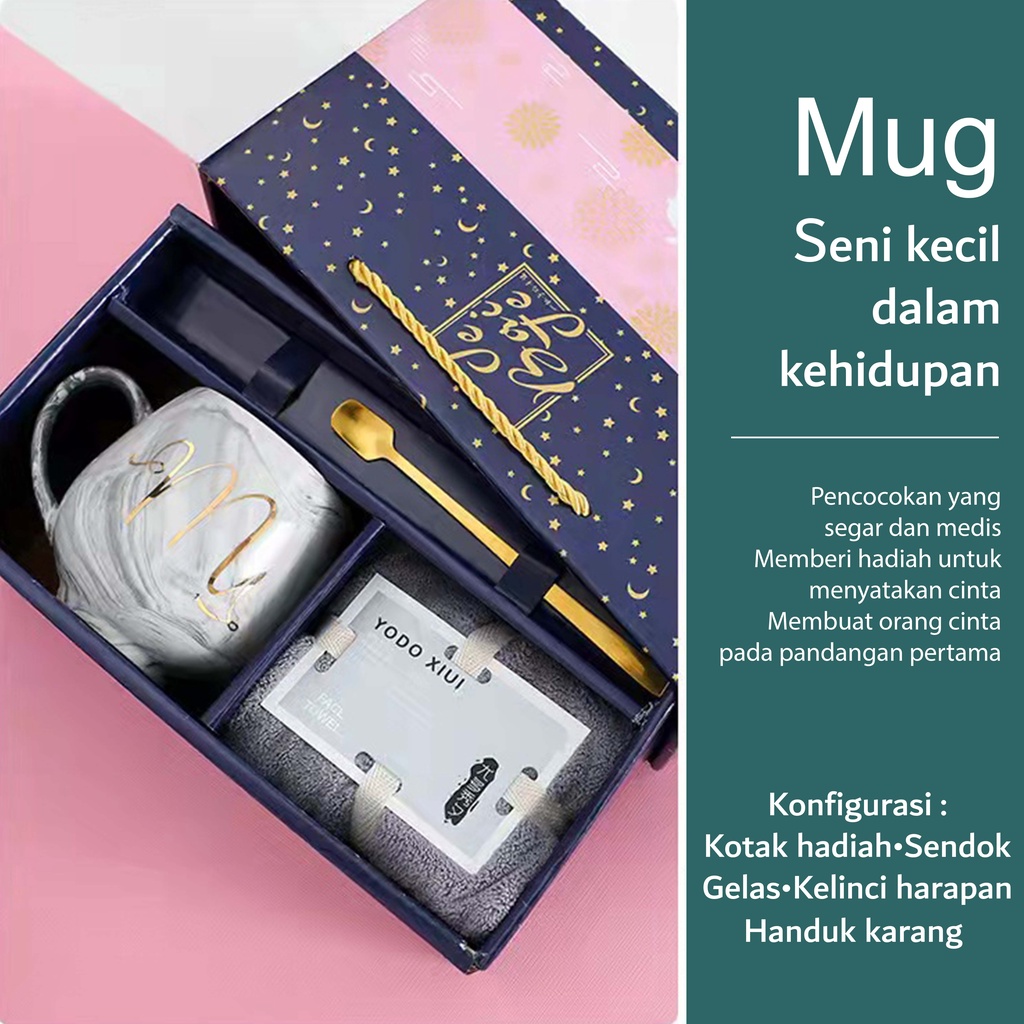 Set kotak hadiah gelas keramik couple gaya eropa utara gelas kopi mug hadiah pernikahan Mangkok Keramik