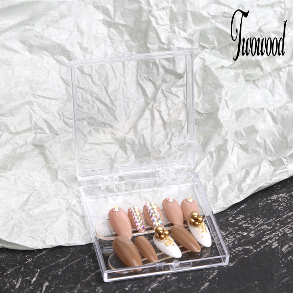 Kotak Penyimpanan Model Flip Sisi Ganda Bentuk Persegi Panjang Warna Transparan Untuk Nail Art