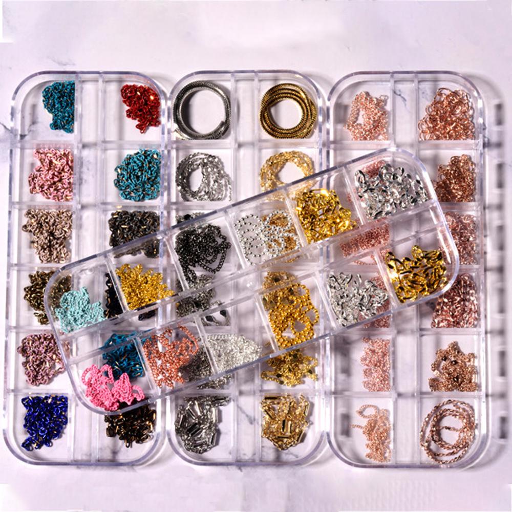 Needway   Dekorasi Nail Art 12kisi /Kotak Charms Metal Rivets Nail Rhinestones