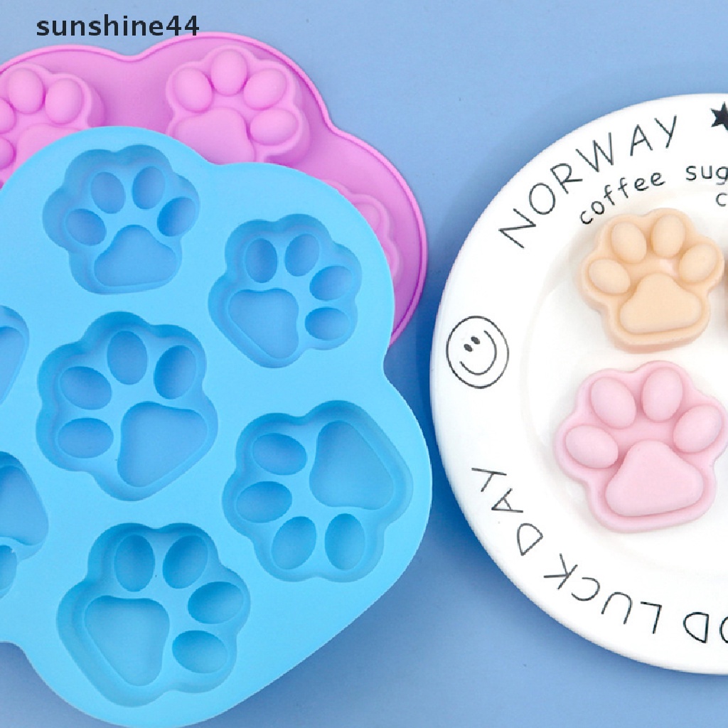 Sunshine Cetakan Es Batu / Sabun / Fondant Bentuk Telapak Kaki Anjing Bahan Silikon