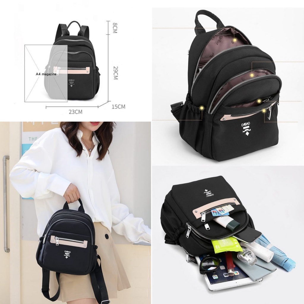 TAS RANSEL WANITA CHIBAO IMPORT HITAM OCEANA TA650B5 BACKPACK SEKOLAH KULIAH KERJA GENDONG PUNGGUNG REMAJA KEKINIAN BATAM BRANDED CEWEK PREMIUM