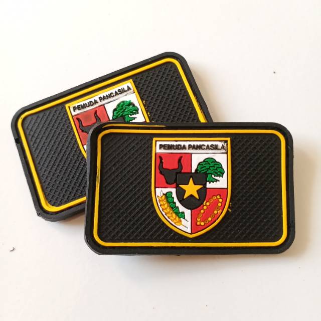 Patch rubber LOGO PP(PEMUDA PANCASILA)PERSEGI EMPAT/tempelan karet emblem velcro