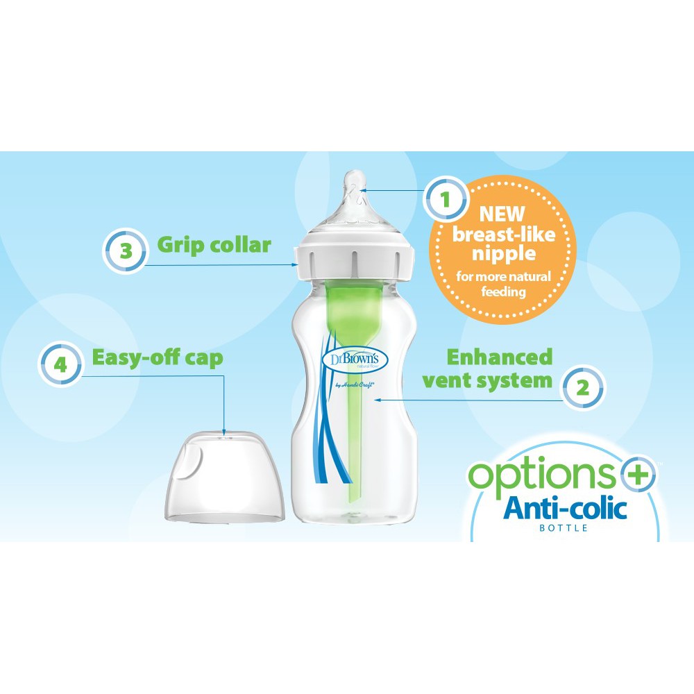 Dr Brown's PP Option Plus Wide Neck Bottle isi 1pc/270ml (Ready Pilihan Warna)