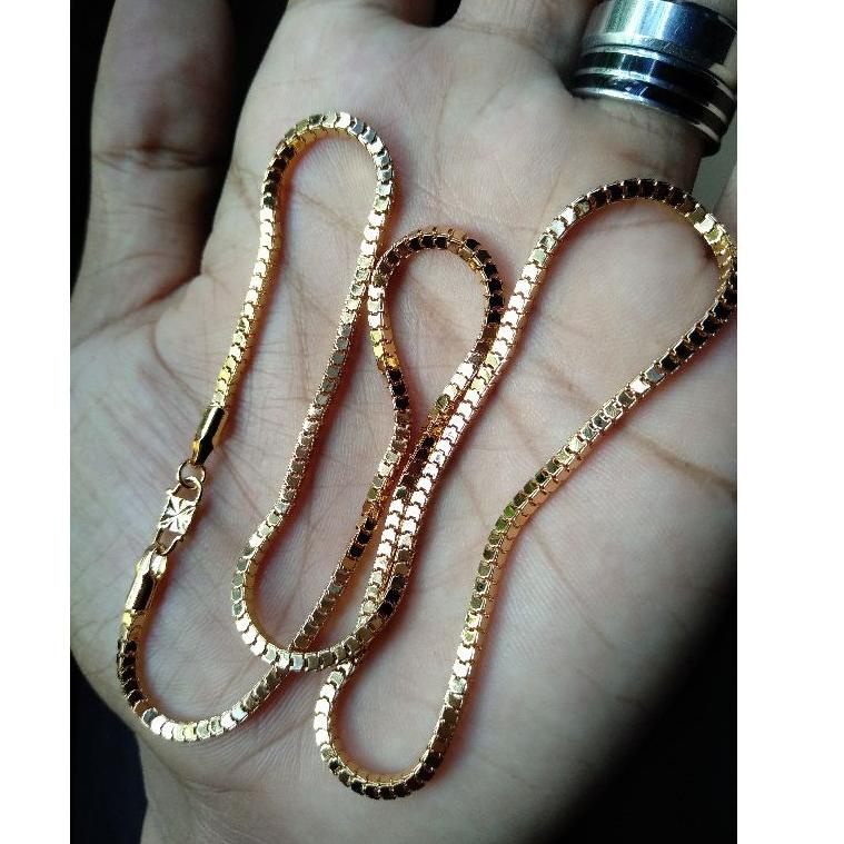 "TPS.26Au22ᴳ" KALUNG MILANO KACA ROSE  GOLD LAPIS EMAS LEBAR 2 MILI PENGKAIT S SEPERTI EMAS ASLI