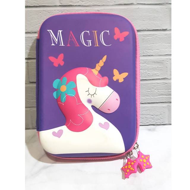 

Tempat Pensil Ala SMIGGLE timbul UNICORN MAGIC