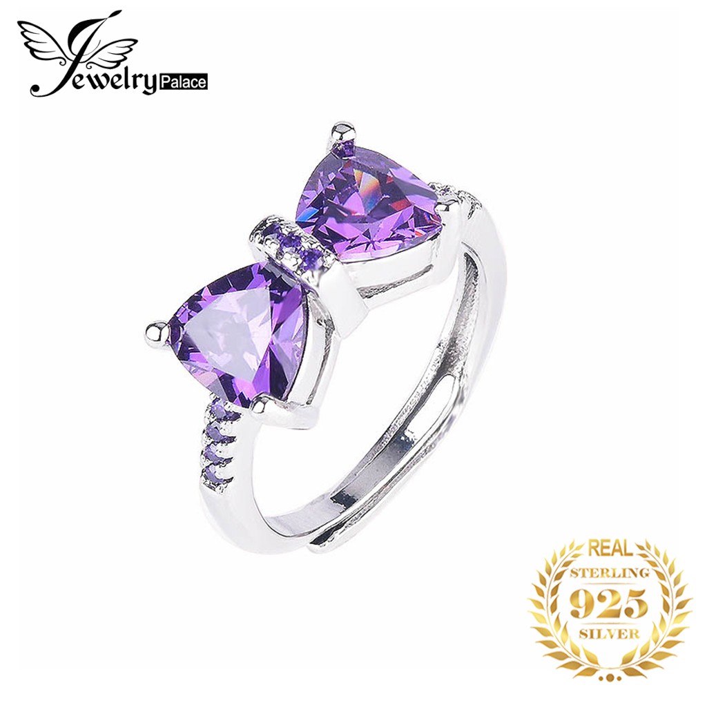 925 cincin perak murni wanita perhiasan fashion amethyst kupu-kupu