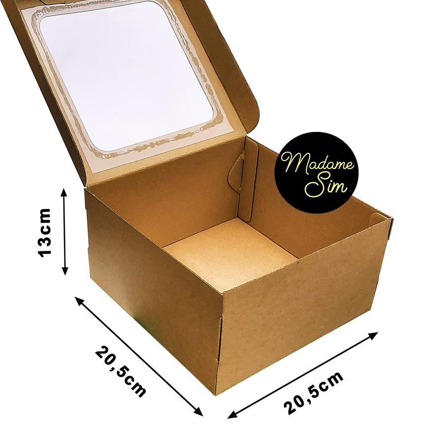 

옷 KOTAK KUE - CAKE BOX 20 x 20 x 13 CM - COKLAT + JENDELA ISI 10 PCS Best