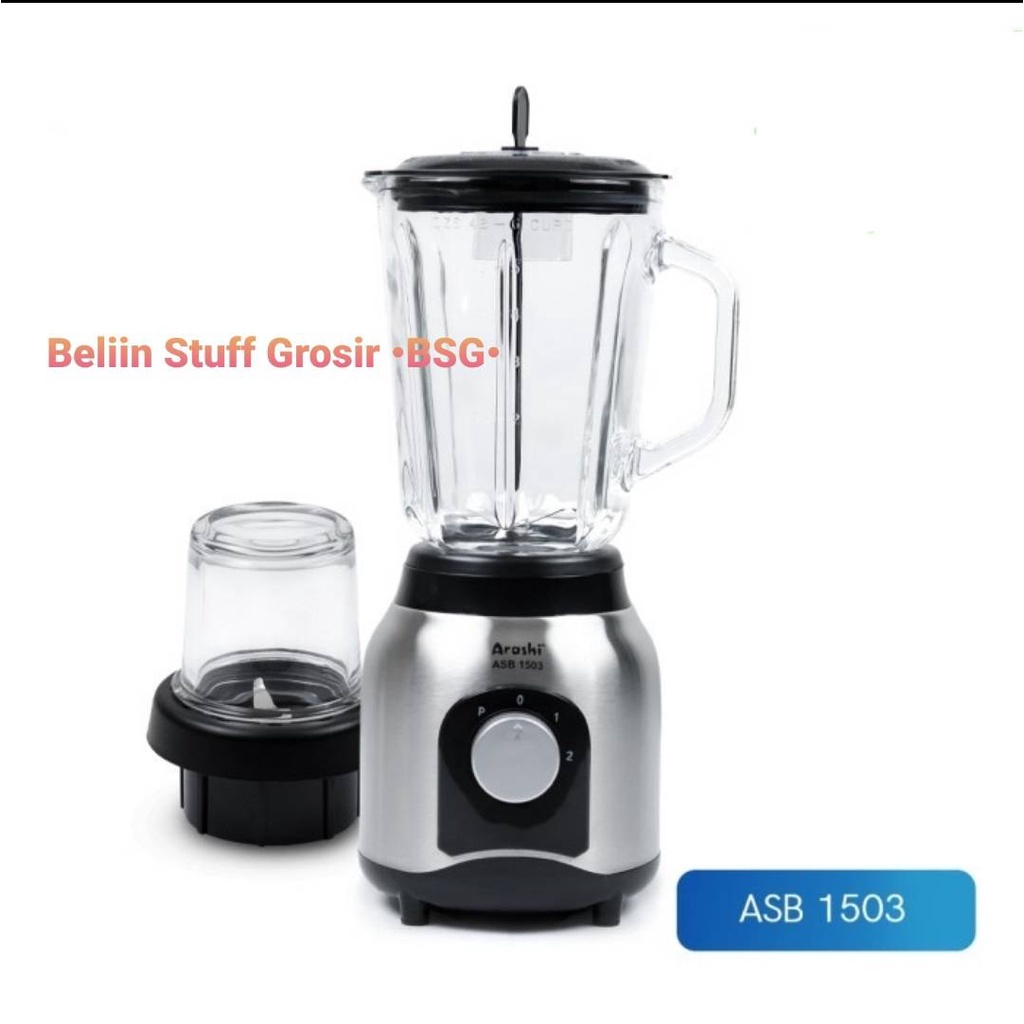 Juicer Blender Arashi ASB 1503/ Blender Kapasitas 1.5 liter/ Blender Jar Plastik 2 in 1