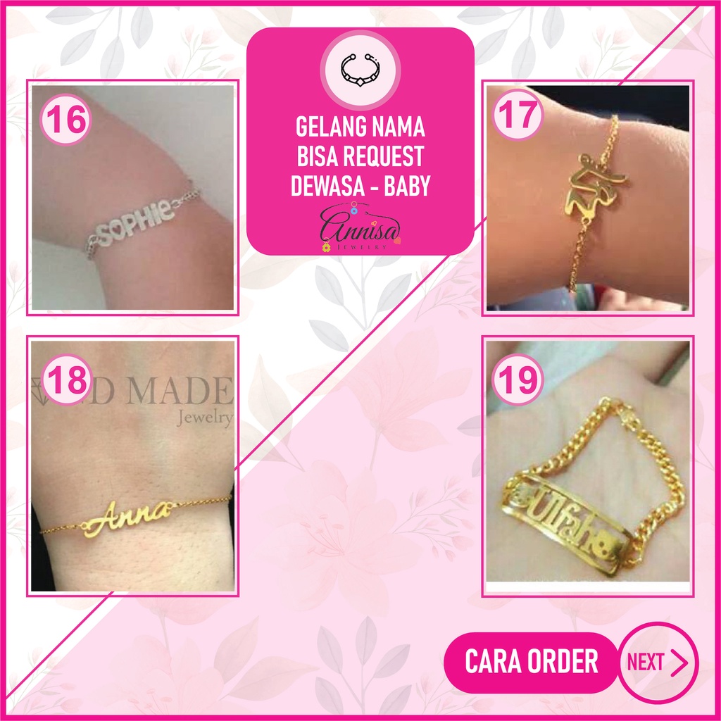 Gelang Nama Dewasa - Baby Gold / Silver