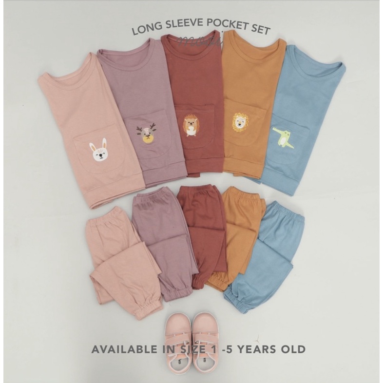 Mooi Longsleeve Pocket Set/Setelan anak/Piyama anak