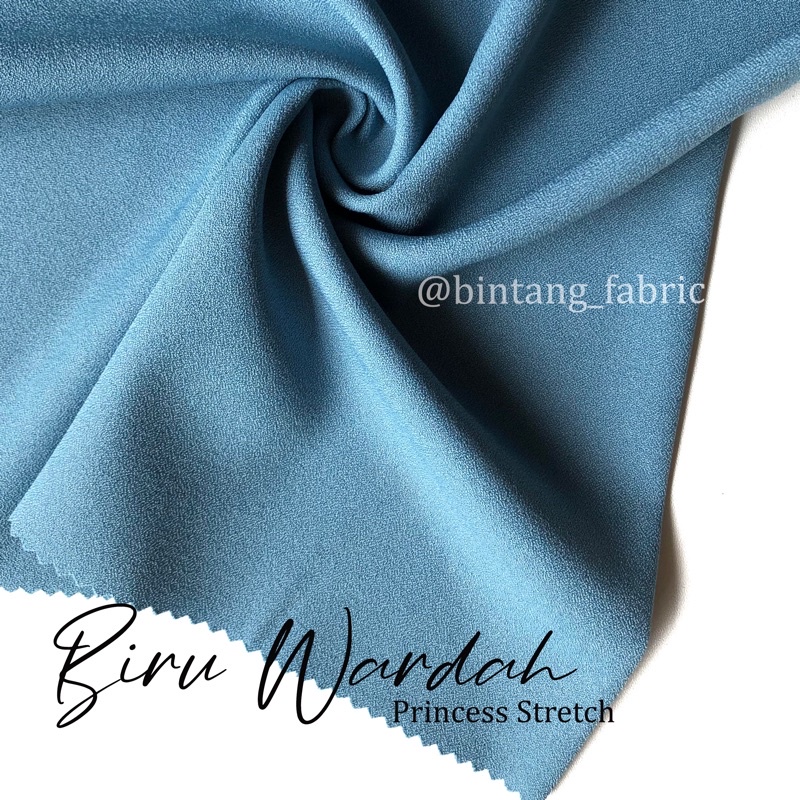 Bahan Kain Princess Stretch Lady Zara 1 meter-Biru Wardah