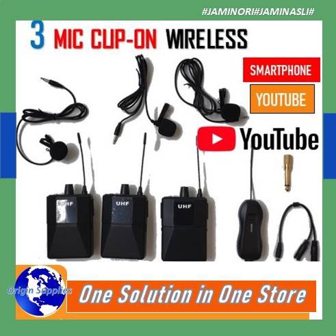 Microphone Mic Clip On Wireless UHF Prank Vlog Untuk Smartphone HP