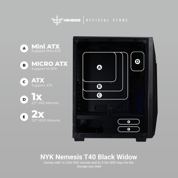 Casing Komputer NYK T40 Black Widow PC Case Gaming