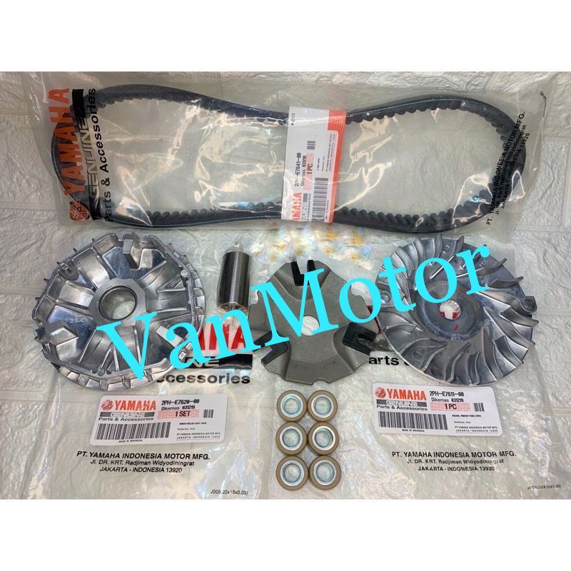 PAKET CVT VANBELT RUMAH ROLLER ROLER SET KIPAS MIO M3 MIO Z SOUL GT125 FINO F1 Fi 125 YAMAHA 2PH 2SX