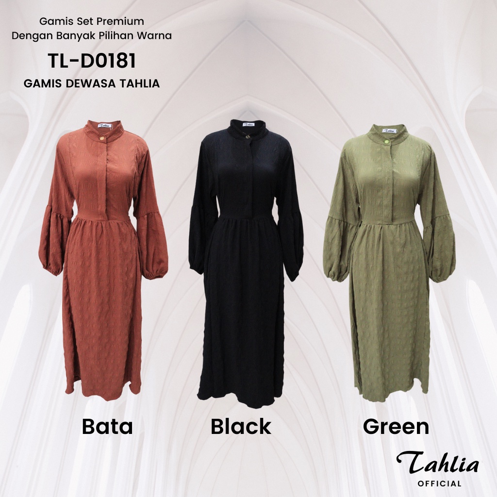 Tahlia Dress dan  Gamis Motif Polos - Gamis Dress Dewasa Rayon Tangan Panjang TL-D0181