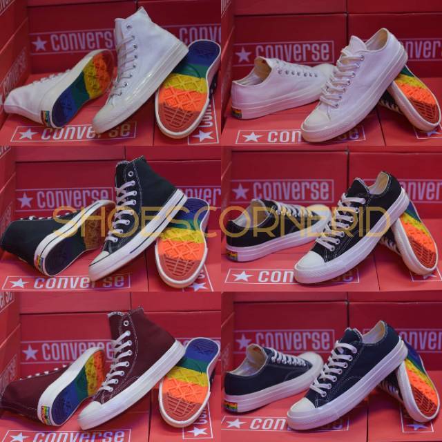 100% PREMIUM BNIB Sepatu Converse Rainbow All Star 70s Off Low / High