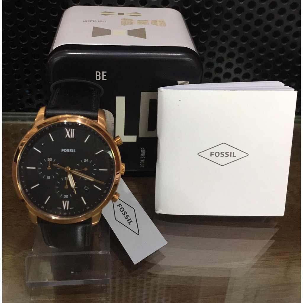 JAM TANGAN PRIA FOSSIL FS5381 BLACK ROSEGOLD ORIGINAL