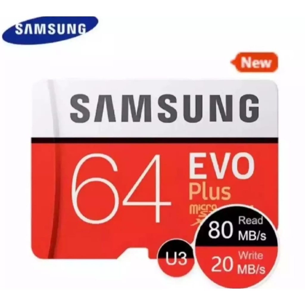 Memory Card-Micro SD Samsung EVO Plus 64GB Class 10 80MB/s With Adapter-Memory Card MicroSDHC Evo Plus 64GB