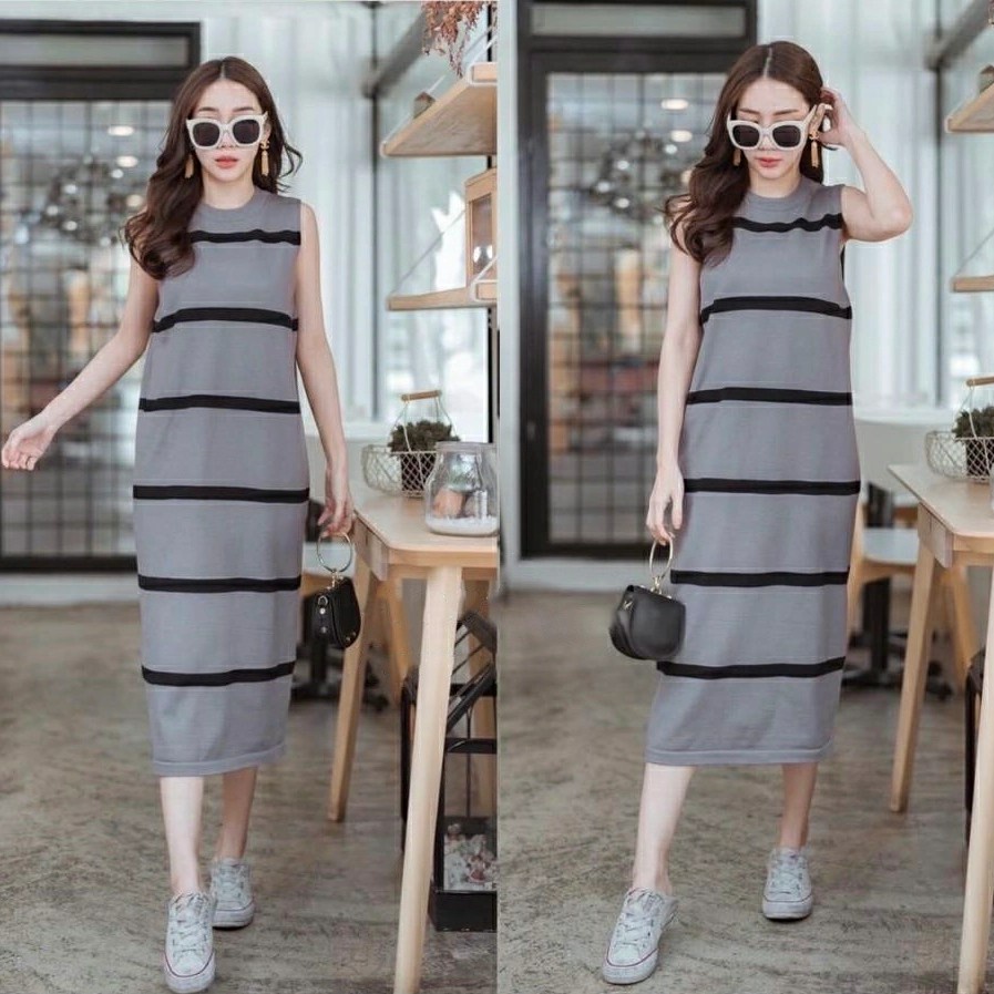 longdress korea longdress Korea [Longdress Rajut Lina]Dress wanita rajut varian warna - Hit Terbaru