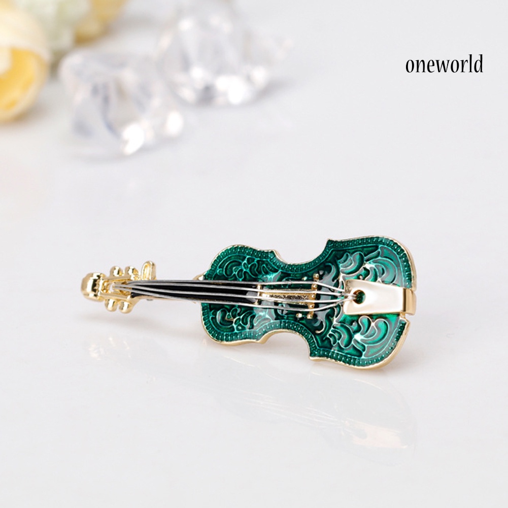 OW@ Unisex Violin Shape Enamel Instrument Brooch Pin Corsage Suit Lapel Decoration