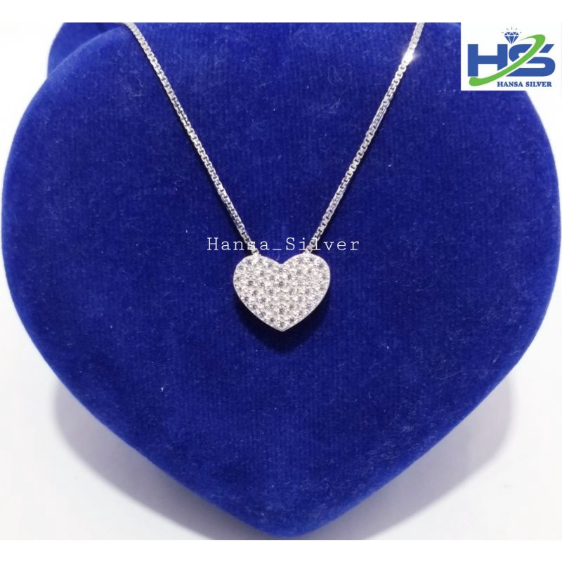 Kalung Perak Wanita Silver Asli 925 Lapis Emas Putih Liontin Love Cassandra - Perhiasan Perak Wanita